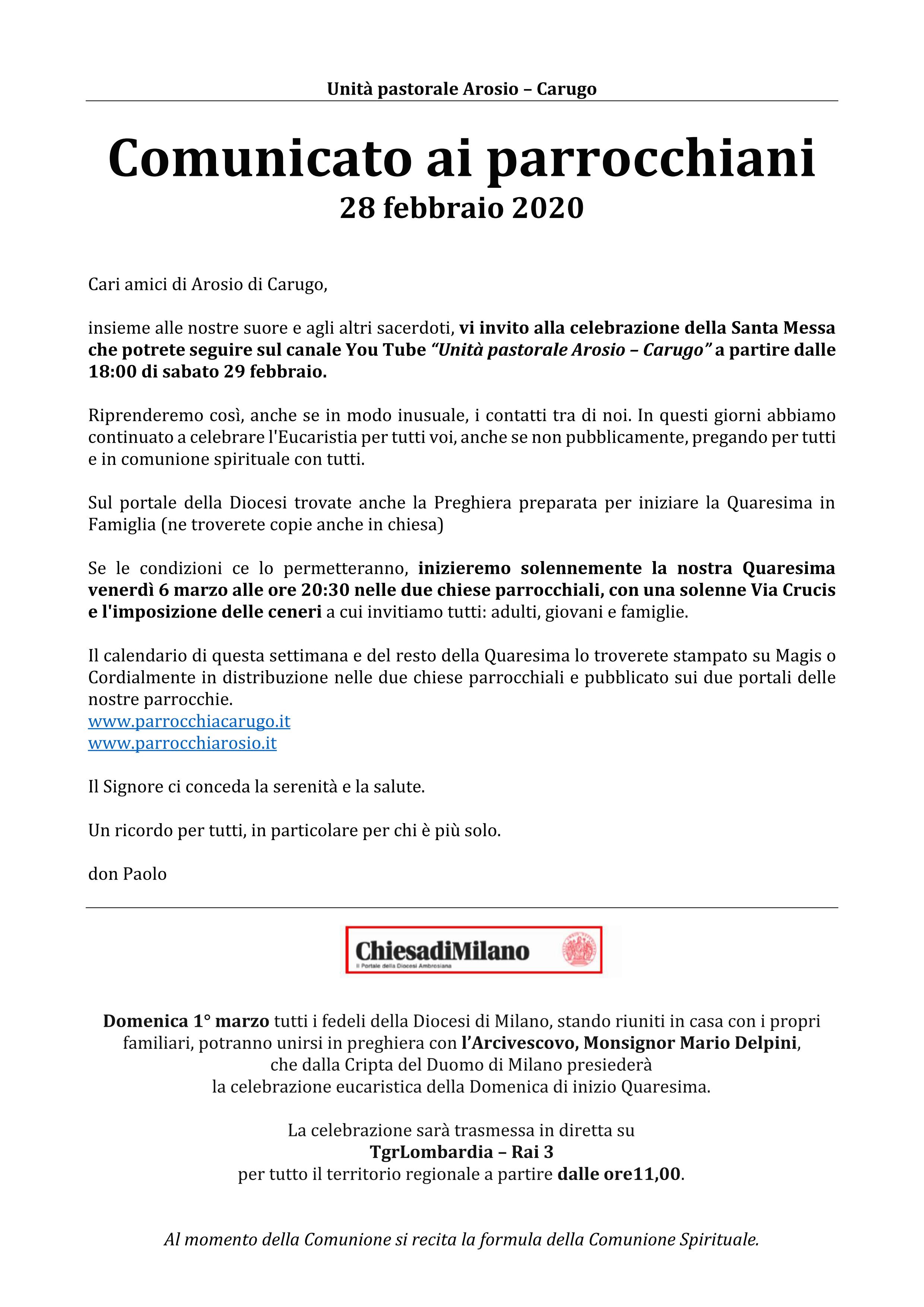comunicato parrocchiani 200228